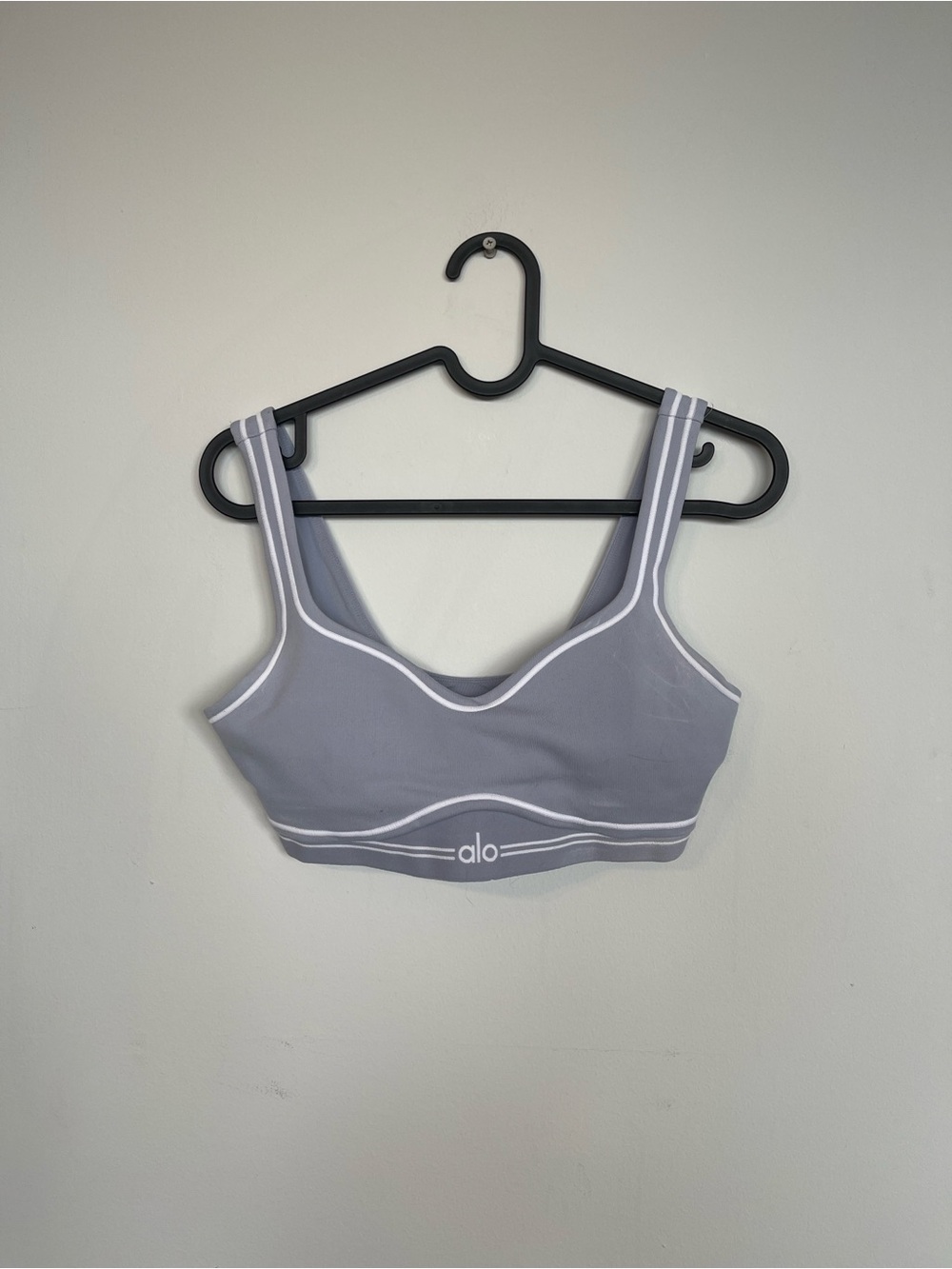 ALO Yoga Heart Throb Sports Bra in Frosty Blue (looks more gray)